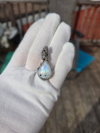 Rainbow Moonstone Wrapped in Silver