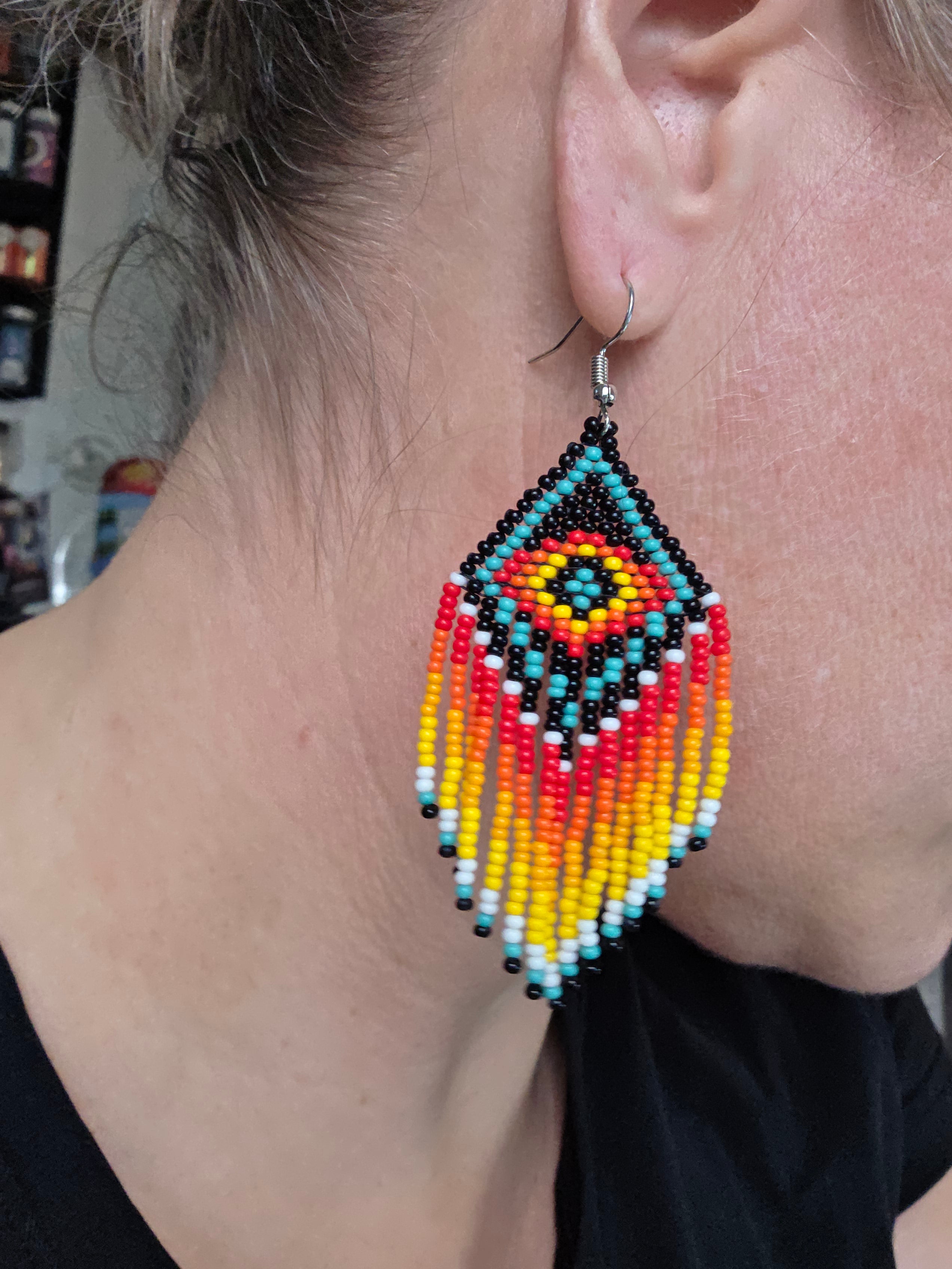 Southwest Beaded Fringe Earrings