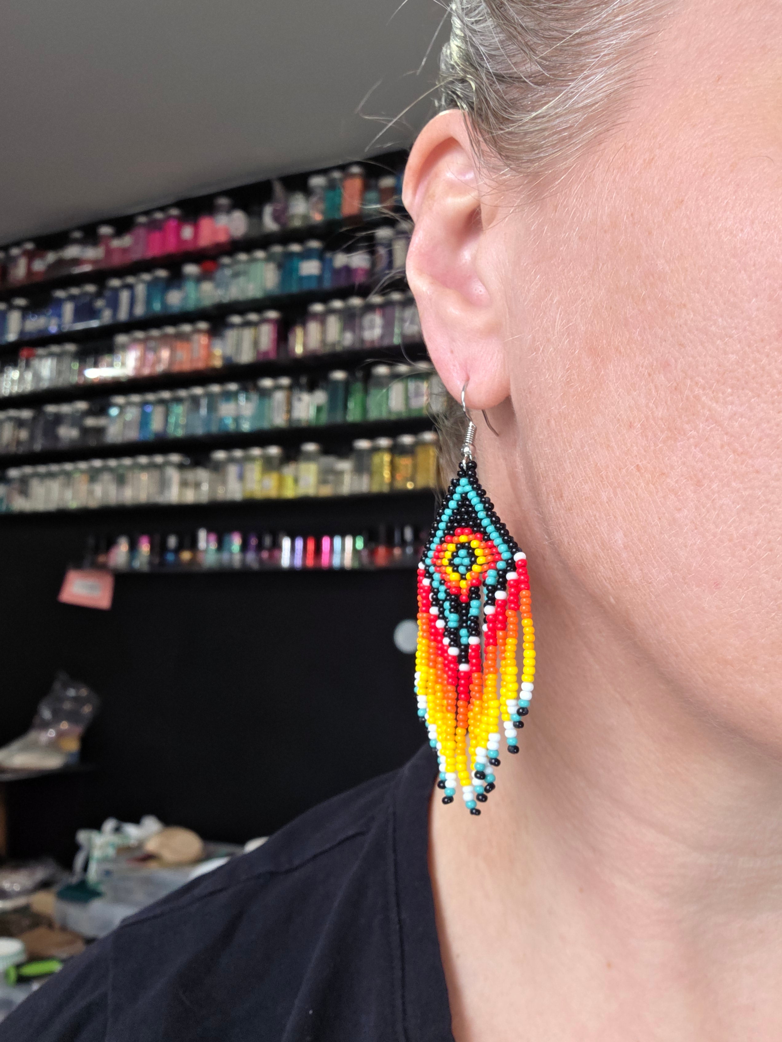 Southwest Beaded Fringe Earrings