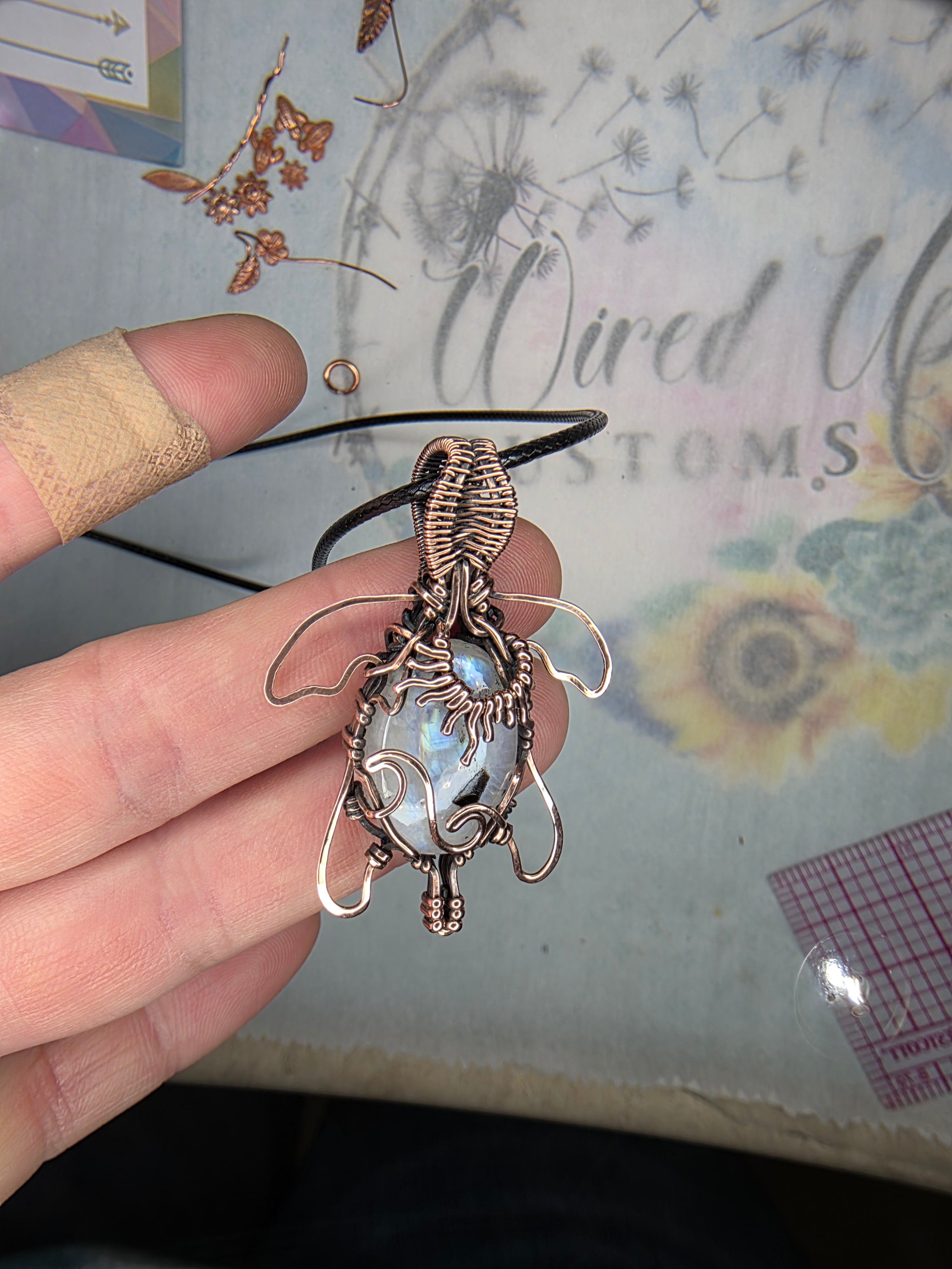 Rainbow Moonstone Turtle Pendant