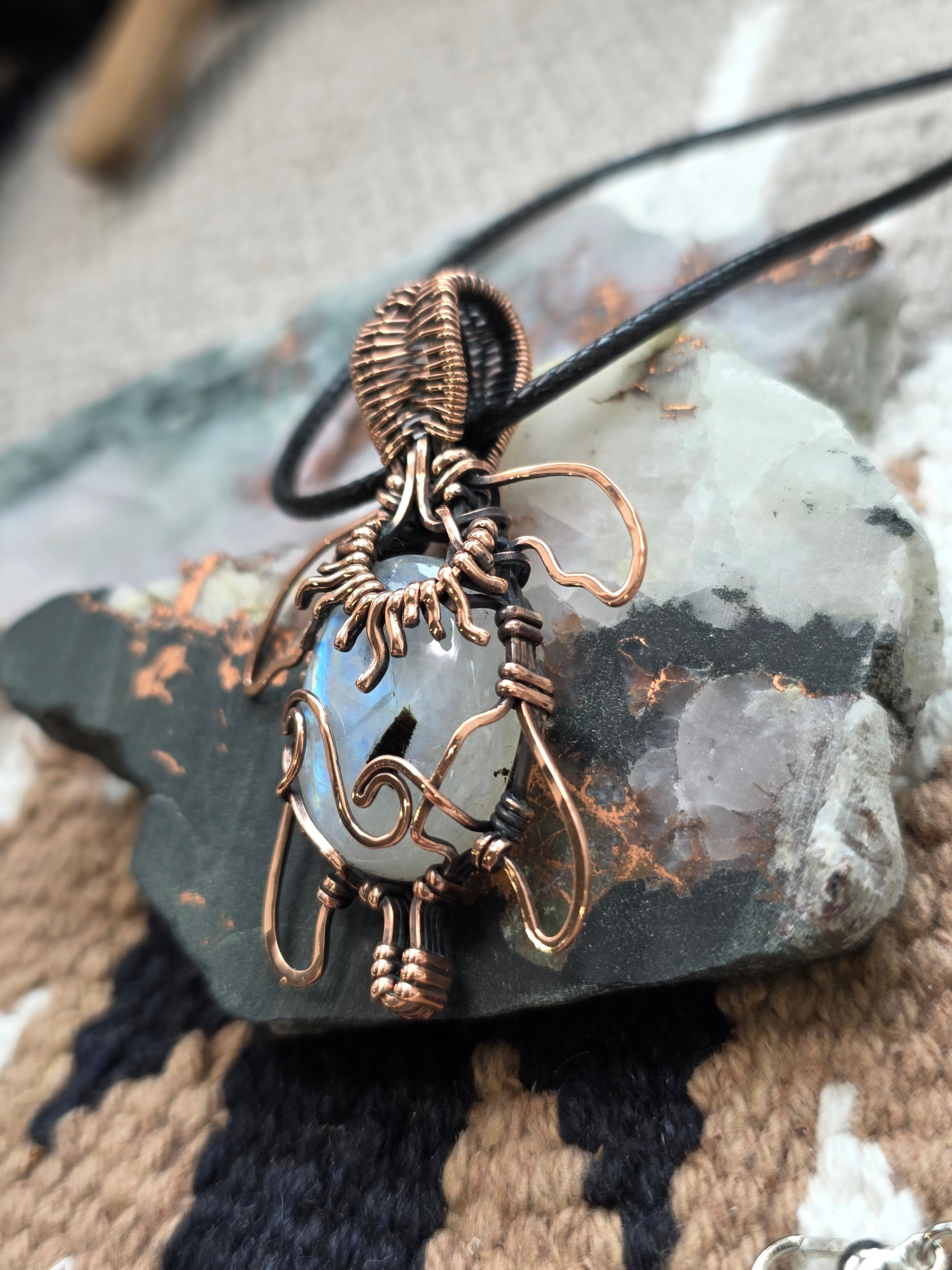 Rainbow Moonstone Turtle Pendant