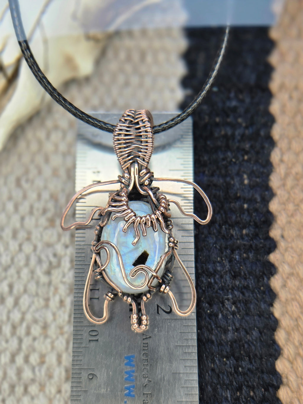 Rainbow Moonstone Turtle Pendant
