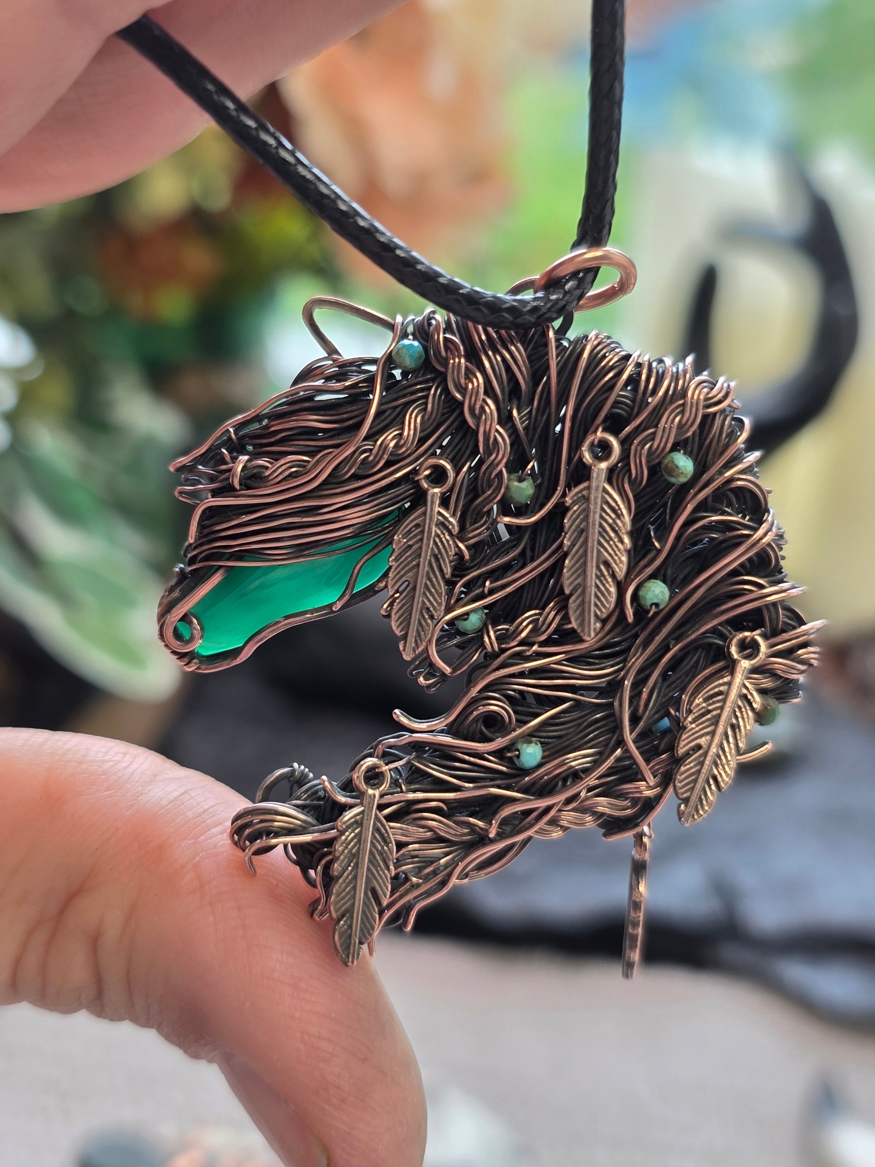 Green Onyx Horse Pendant