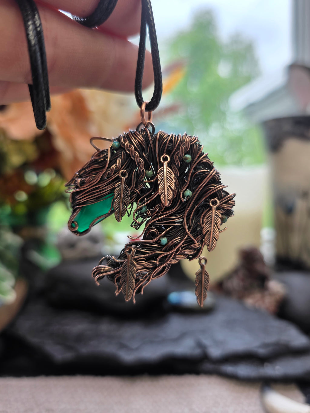 Green Onyx Horse Pendant