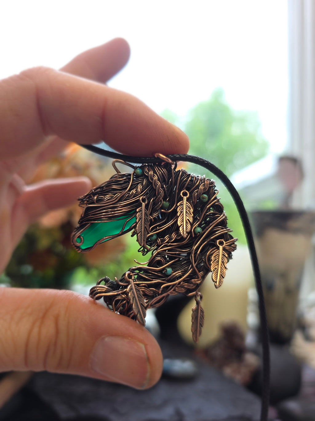 Green Onyx Horse Pendant