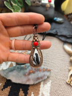 White Buffalo and Coral Pendant