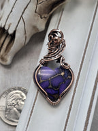 Purple Copper Heart Pendant, Copper Wire Wrapped Necklace, Boho Jewelry