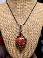 Red Jasper Heart Pendant – Handmade Copper Wire Wrapped Necklace