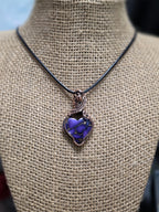 Purple Copper Heart Pendant, Copper Wire Wrapped Necklace, Boho Jewelry