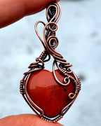 Red Jasper Heart Pendant – Handmade Copper Wire Wrapped Necklace