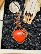 Red Jasper Heart Pendant – Handmade Copper Wire Wrapped Necklace