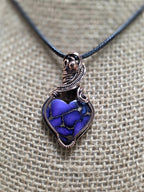 Purple Copper Heart Pendant, Copper Wire Wrapped Necklace, Boho Jewelry