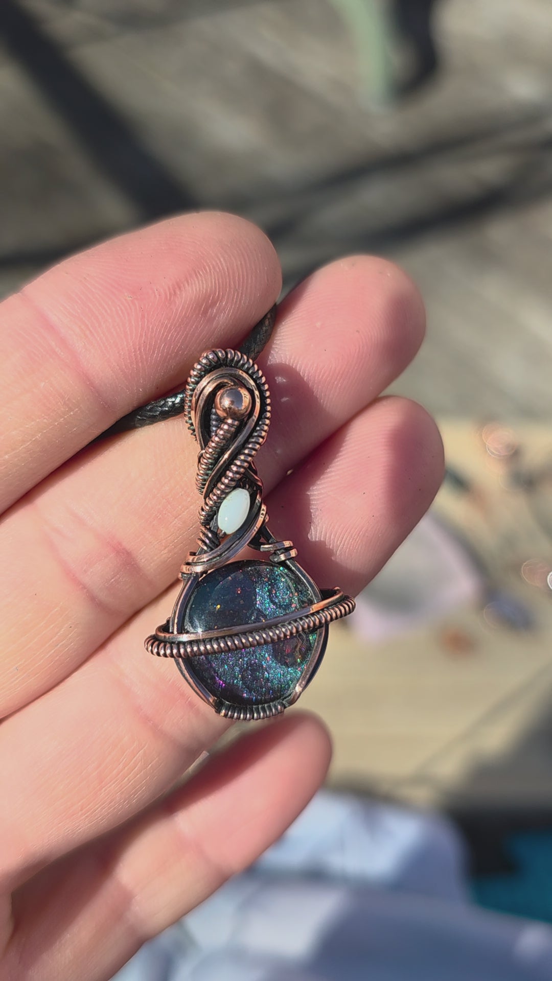 Handpainted Aurora Glass Pendant -