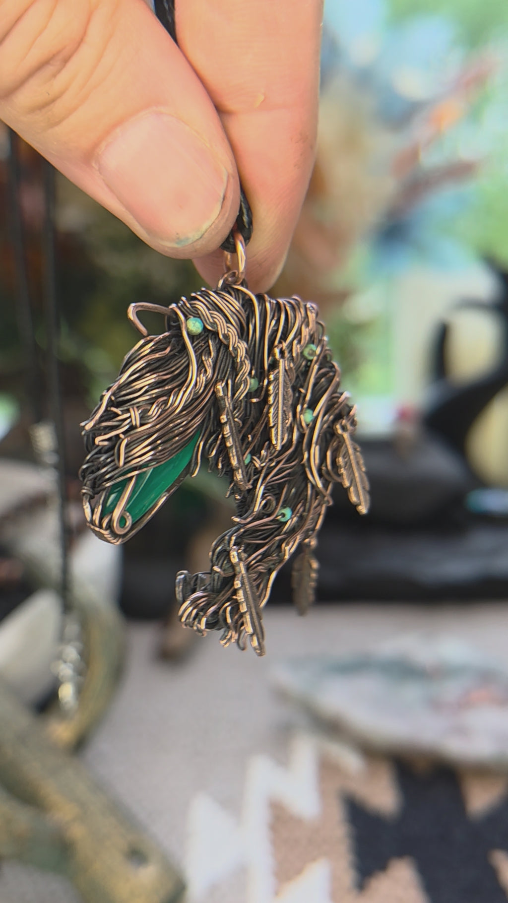 Green Onyx Horse Pendant