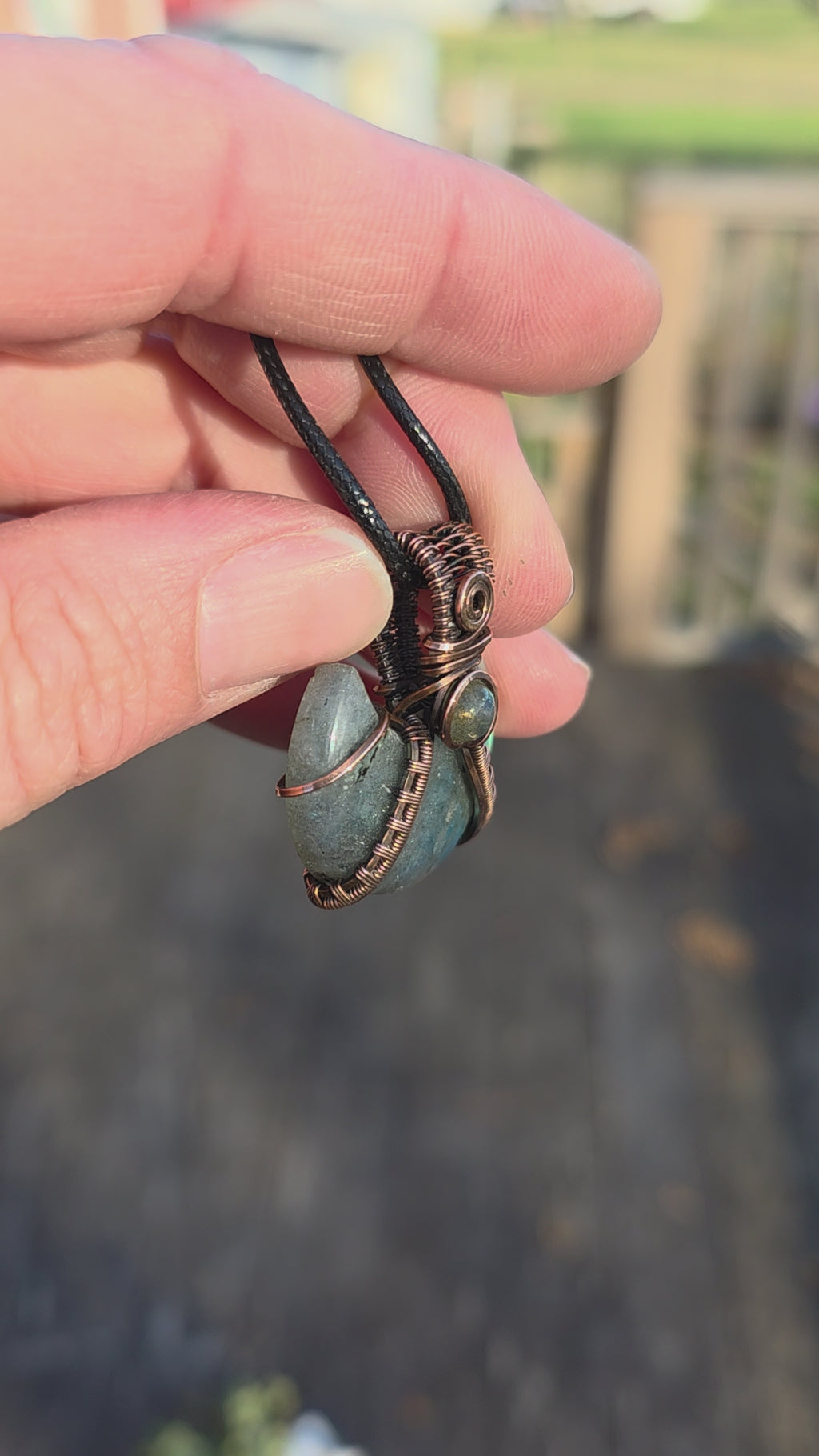 Crescent Double Labradorite Pendant