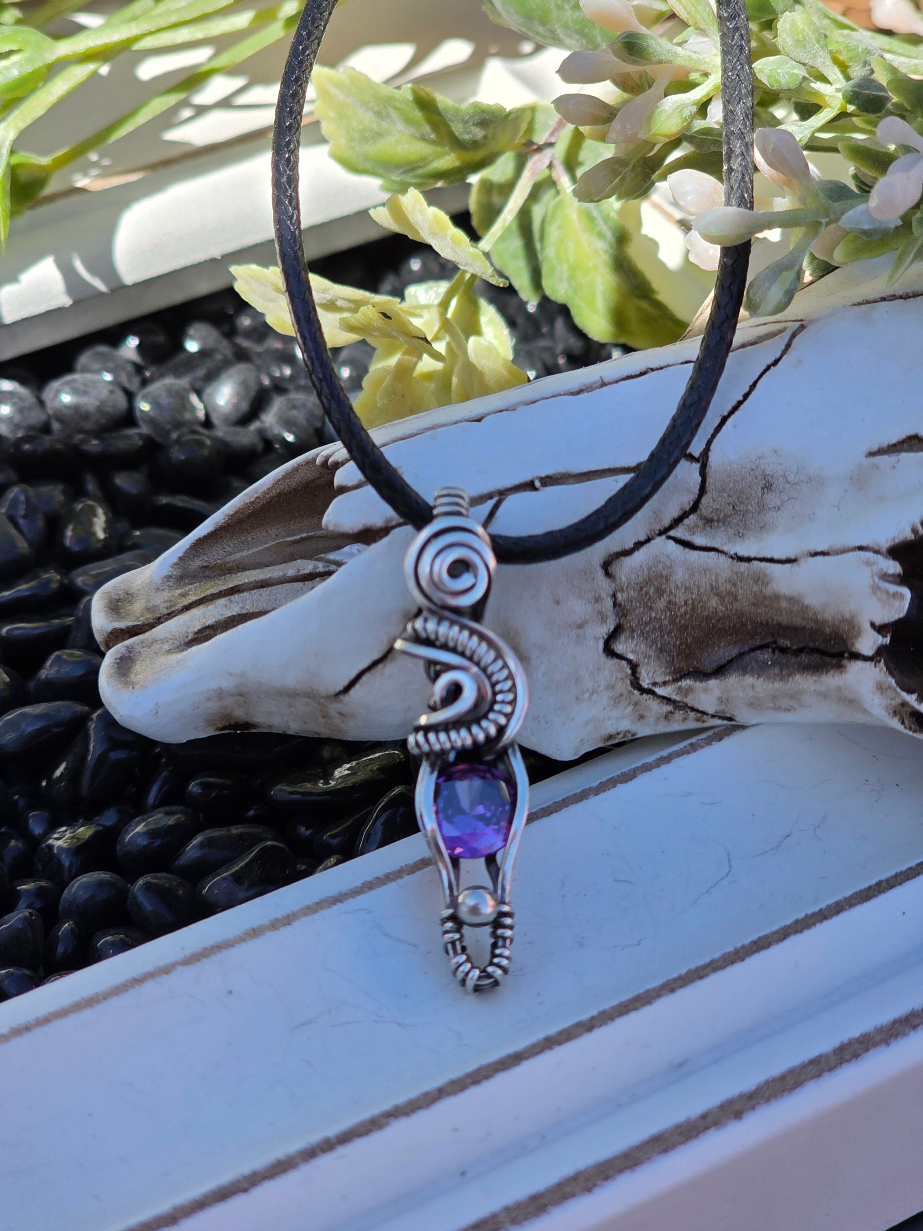 Amethyst CZ Sterling Sivler Pendant