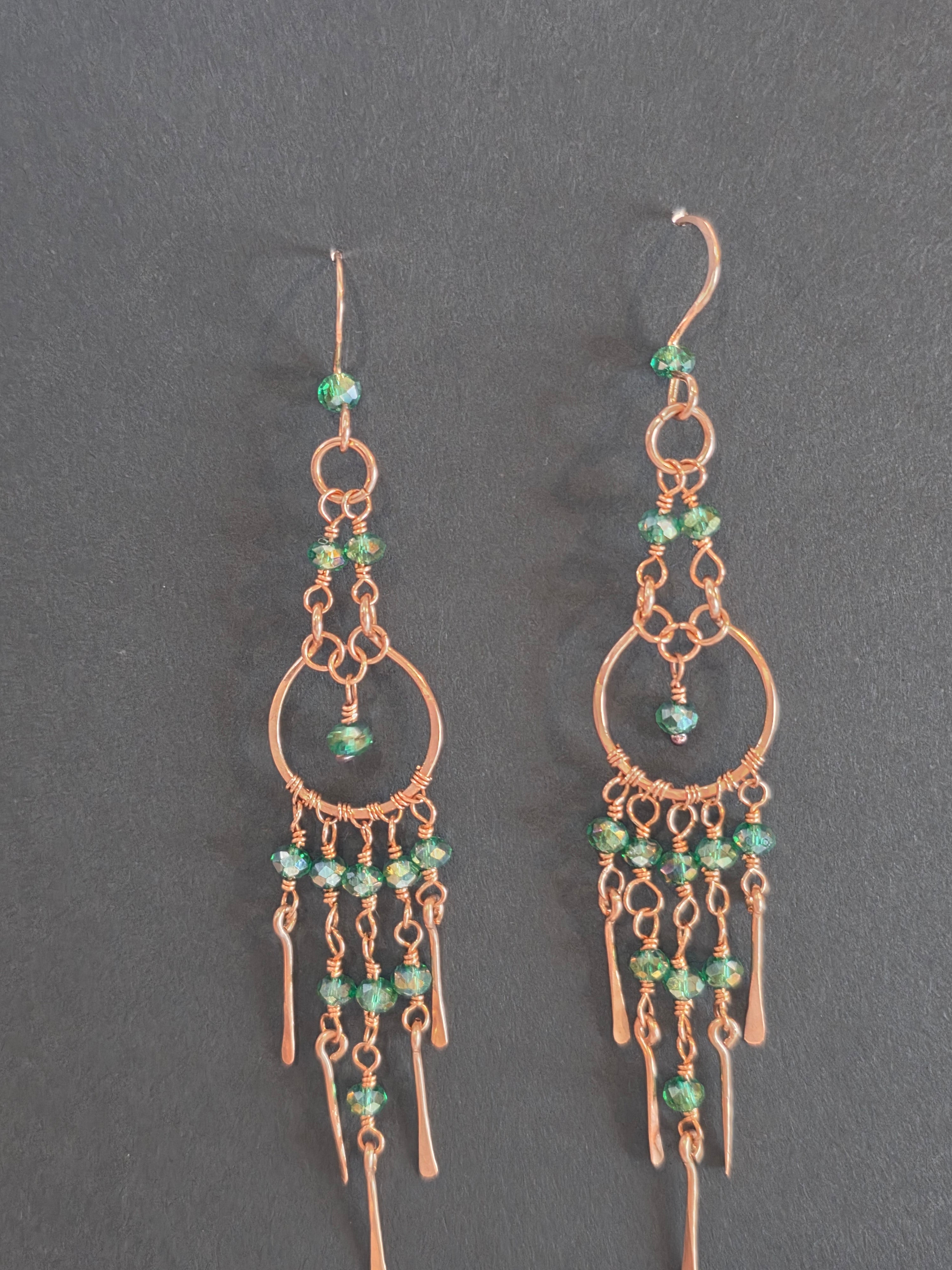 Green Chandelier Earrings