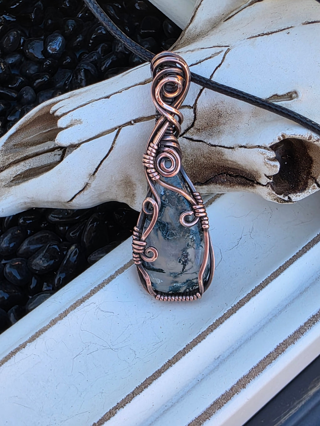 Moss Agate Copper Pendant