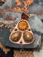 Handmade Copper Spiny Oyster Spinner Pendant | Artisan Signed Southwestern Jewelry