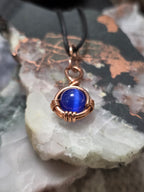 "Orbit" Blue Cats Eye Pendant