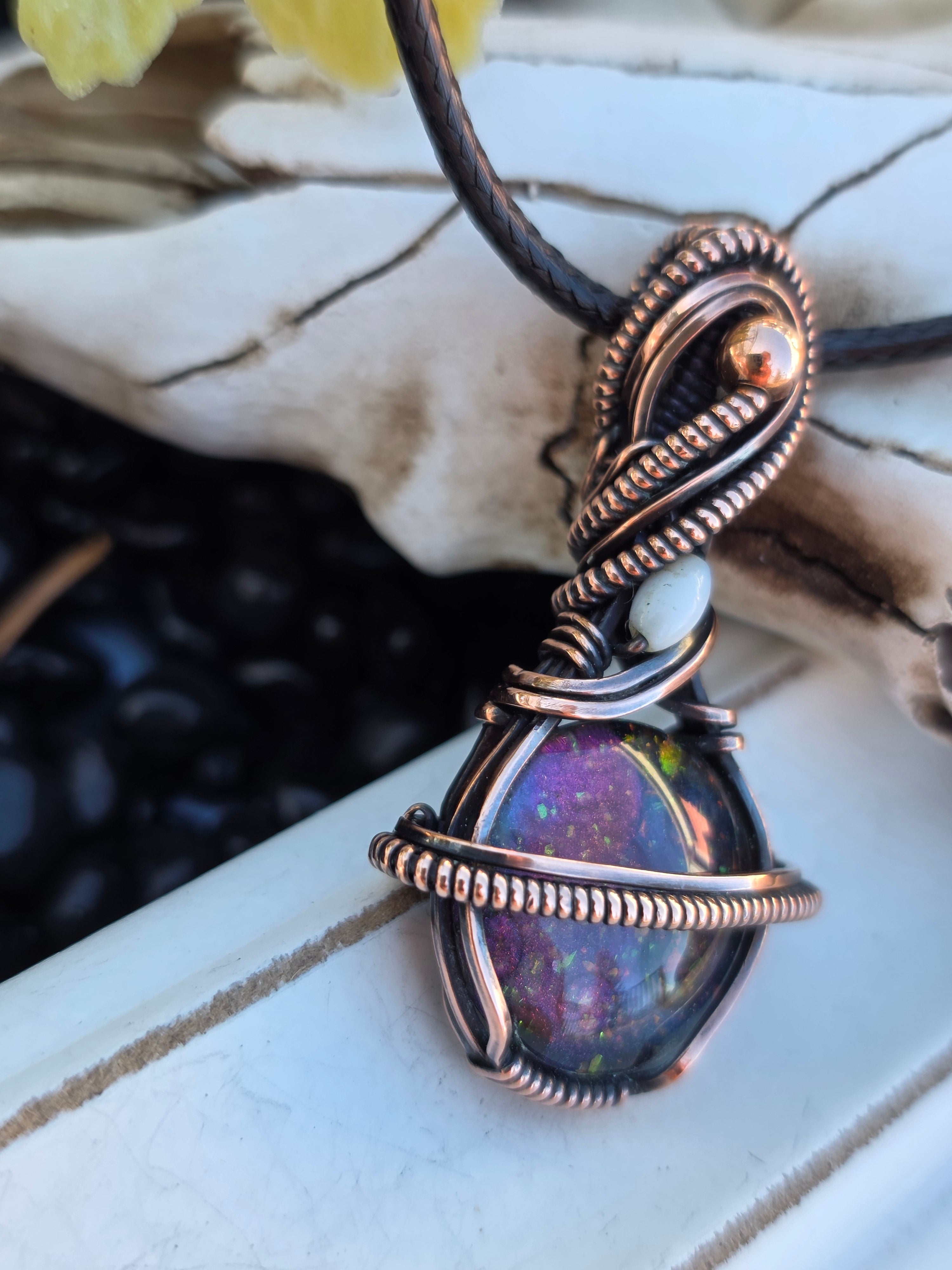 Handpainted Aurora Glass Pendant -