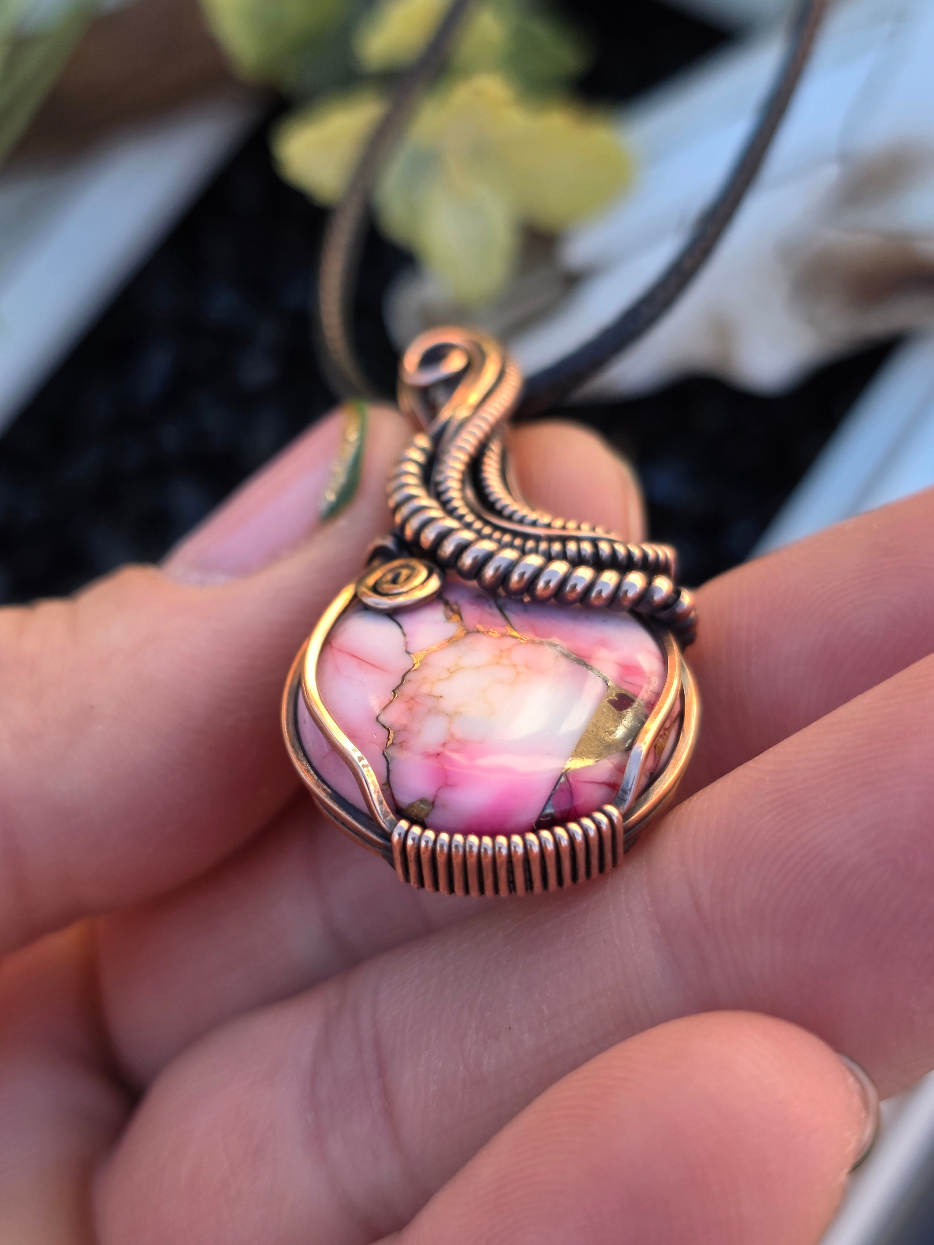 Rose Dhalia Turquoise Pendant - Unique Artisan