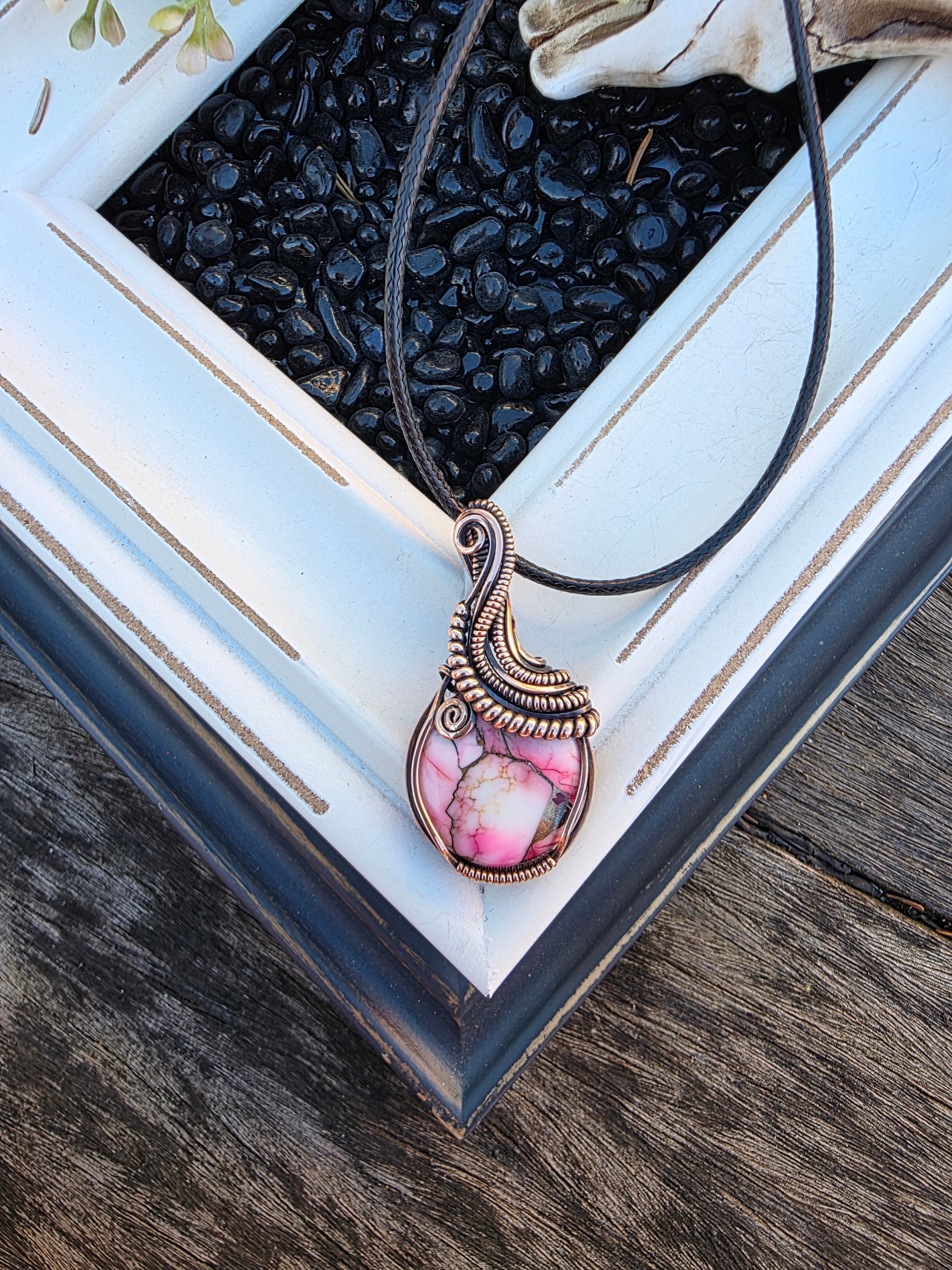 Rose Dhalia Turquoise Pendant - Unique Artisan