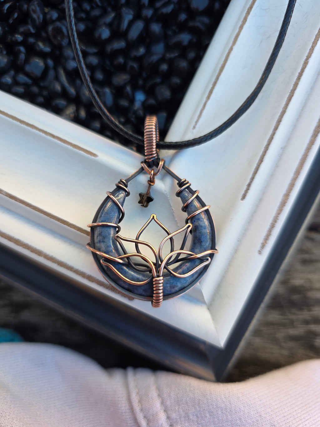 Denim Lapis Lotus Pendant