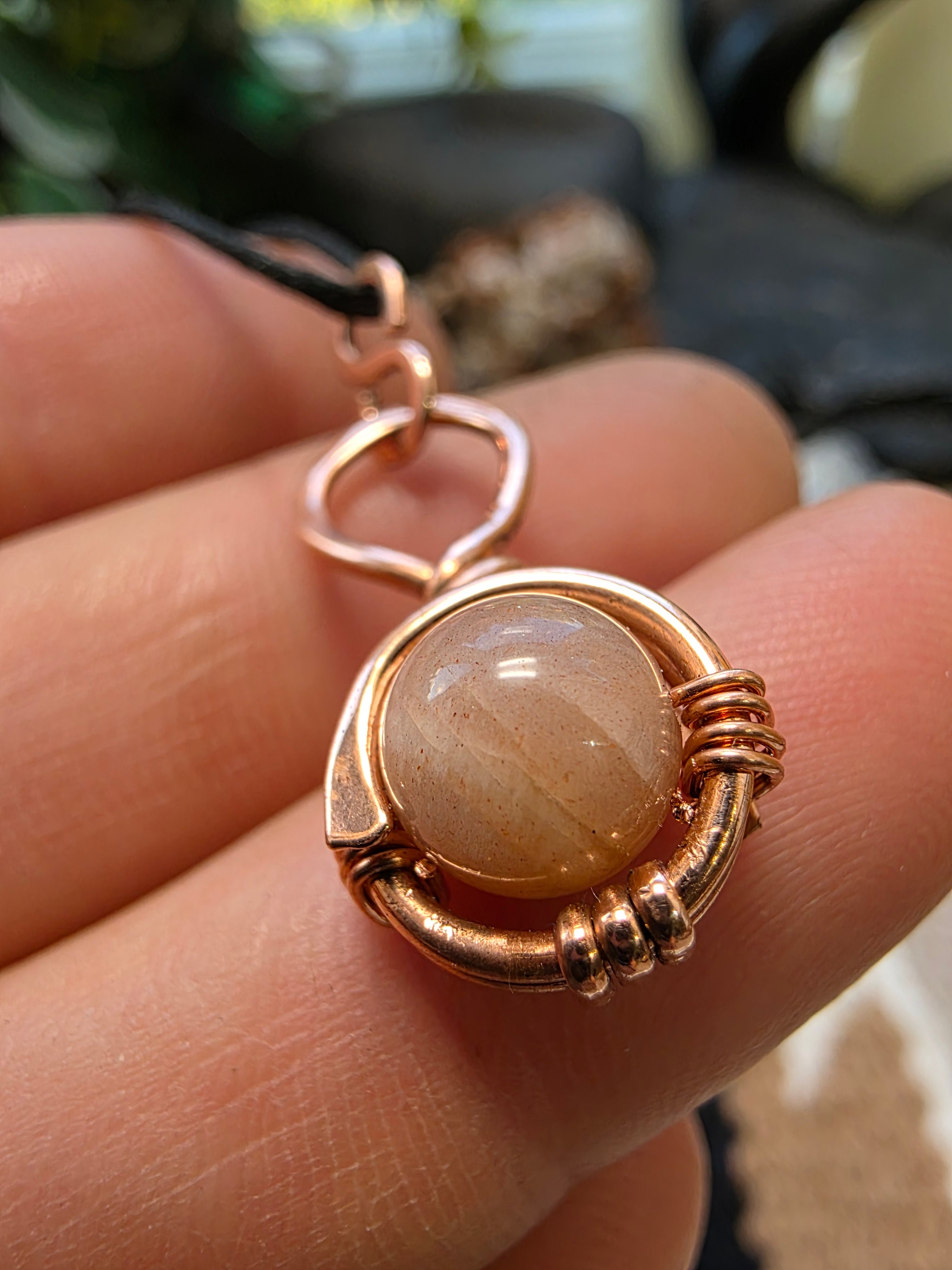 "Orbit" Peach Moonstone Pendant