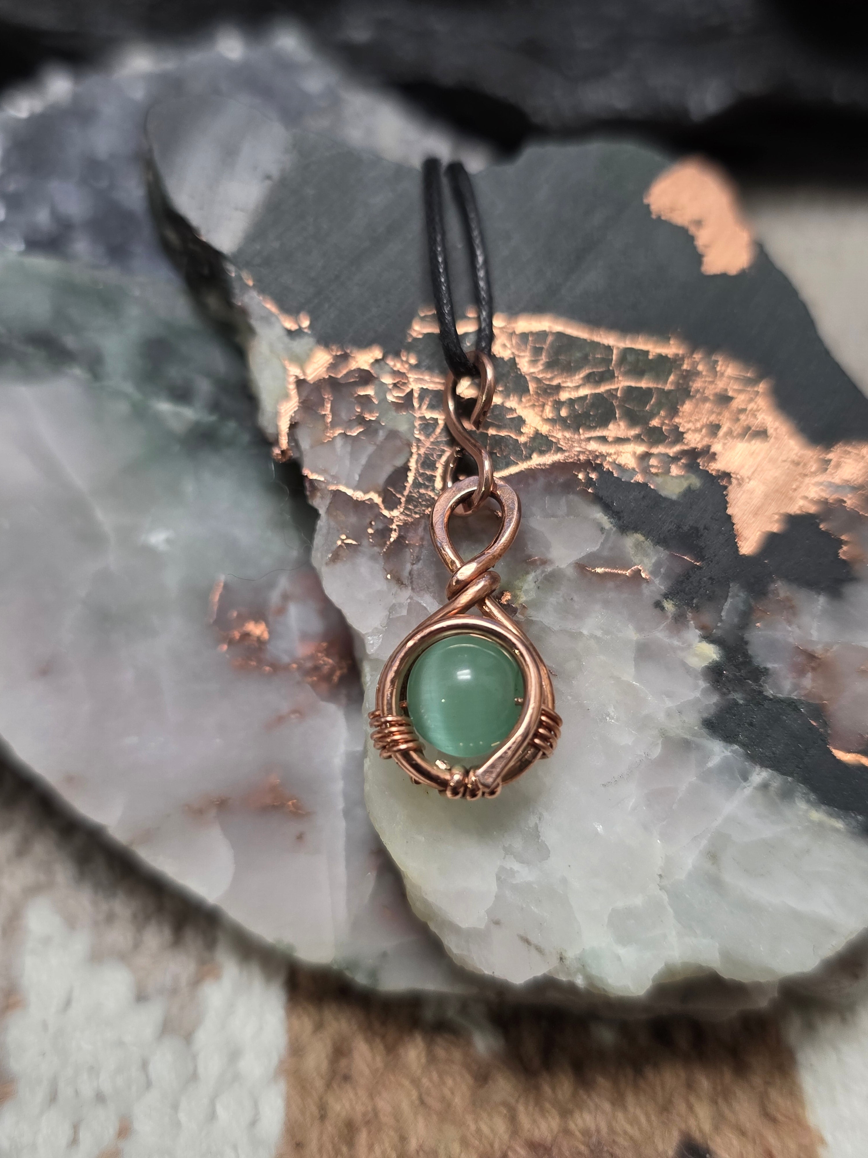 "Orbit" Aqua Cats Eye Pendant