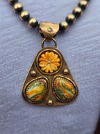 Handmade Copper Spiny Oyster Spinner Pendant | Artisan Signed Southwestern Jewelry
