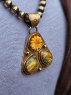 Handmade Copper Spiny Oyster Spinner Pendant | Artisan Signed Southwestern Jewelry