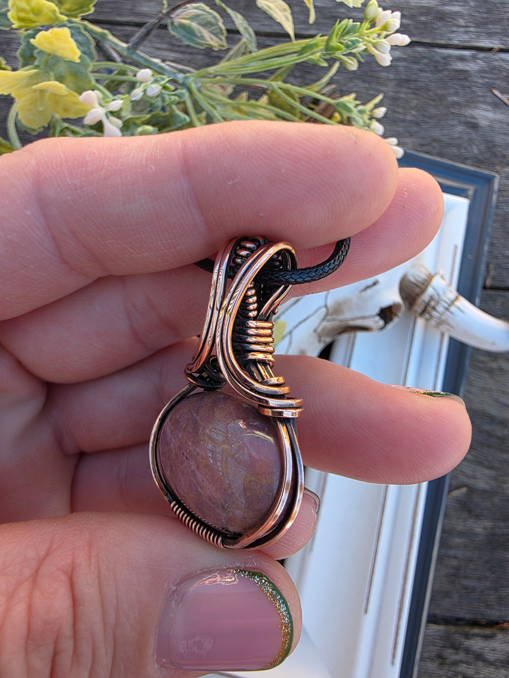Rhodonite wrapped Copper