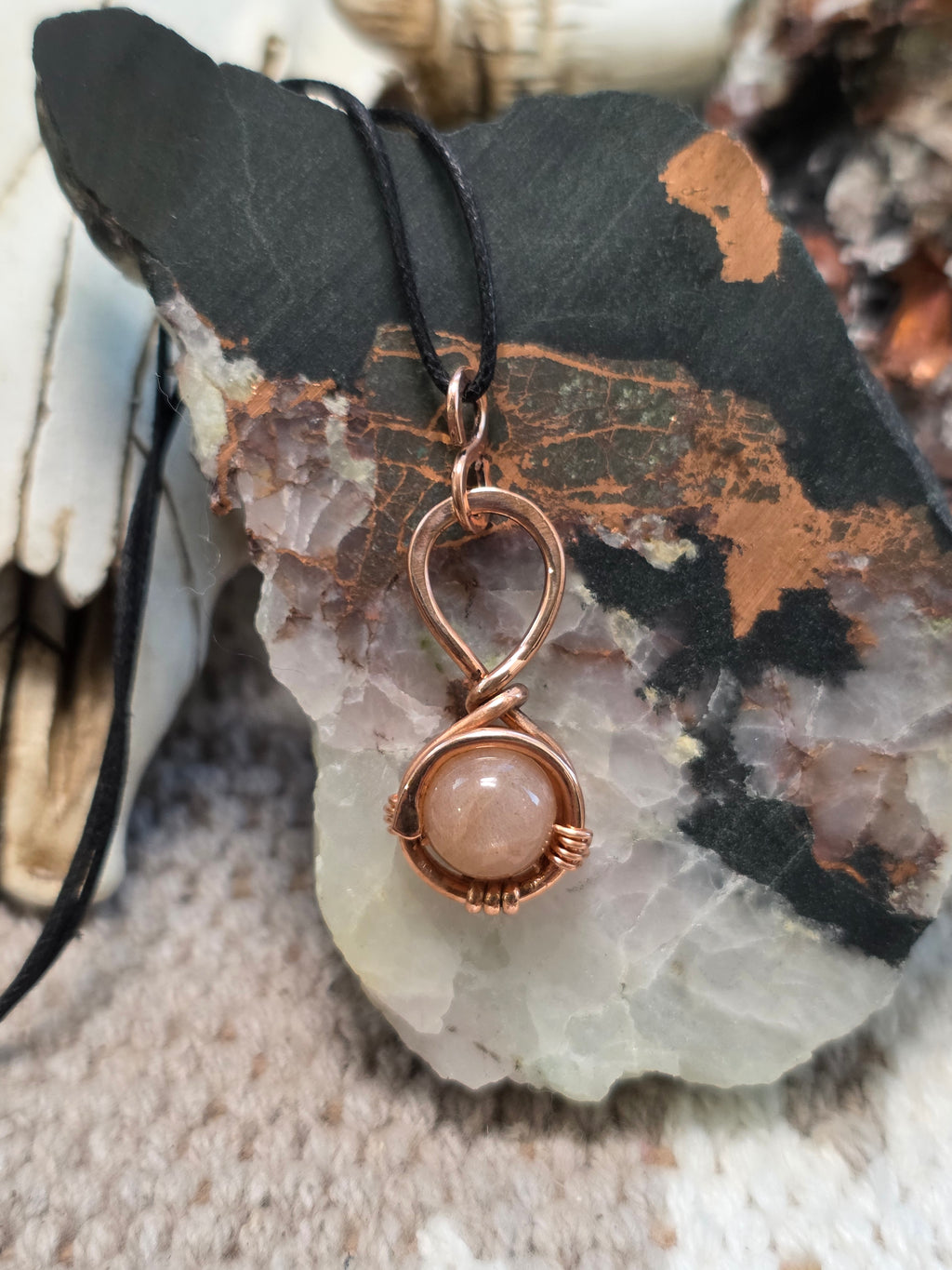"Orbit" Peach Moonstone Pendant
