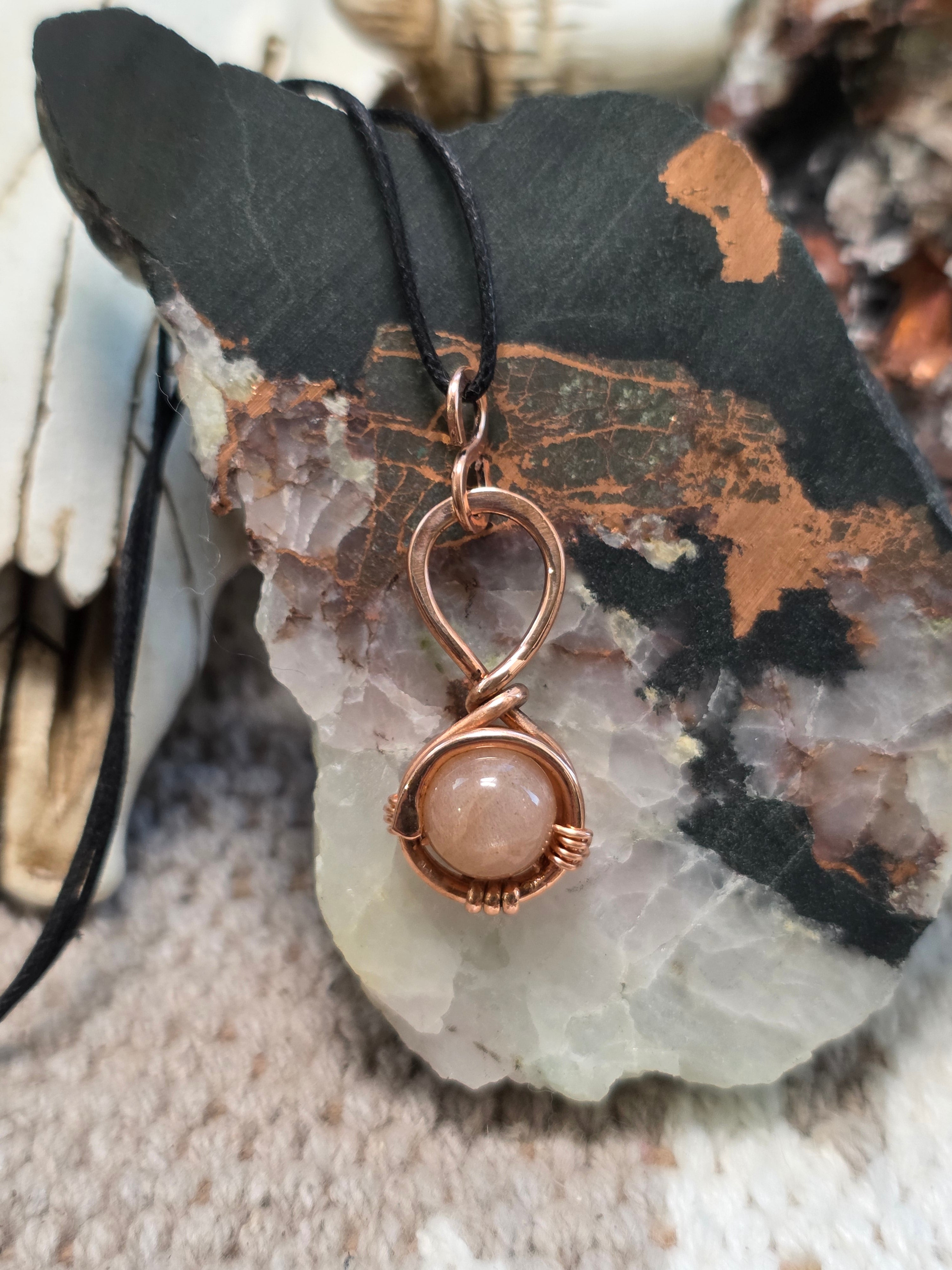 "Orbit" Peach Moonstone Pendant