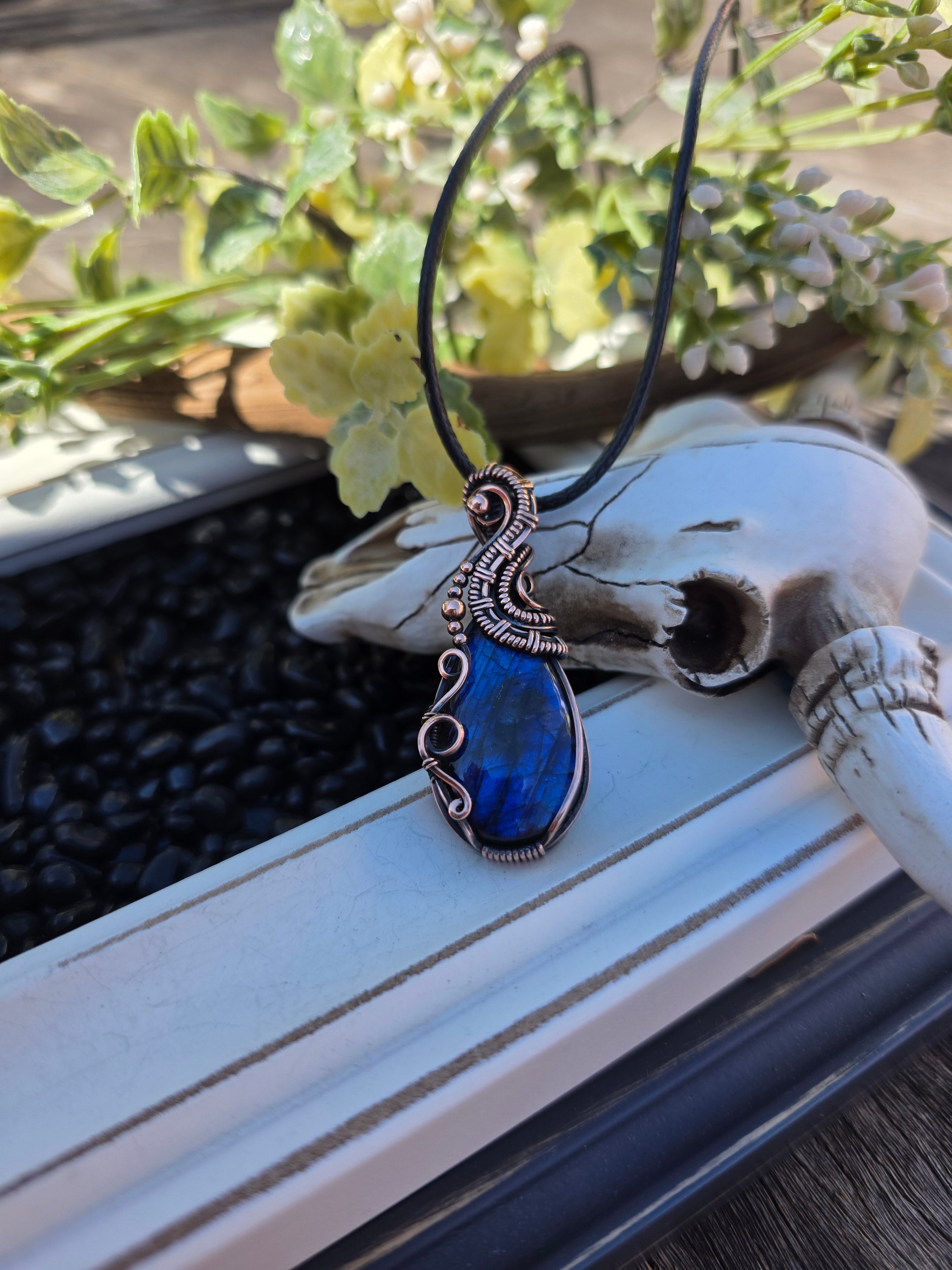 Blue Labradorite Copper Pendant