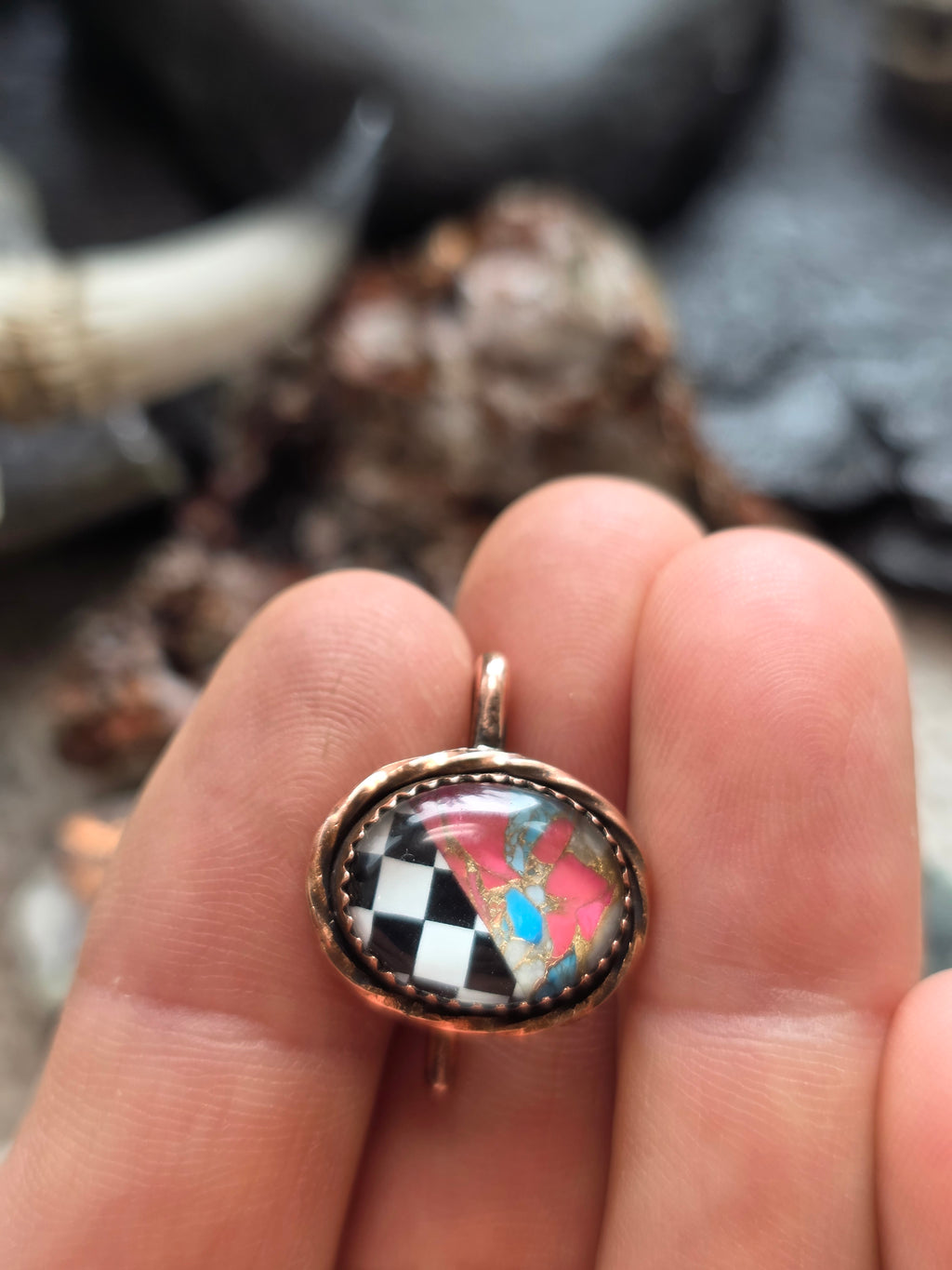 Copper Hat Clip- Onyx-Opal-Cotton Candy Mojave