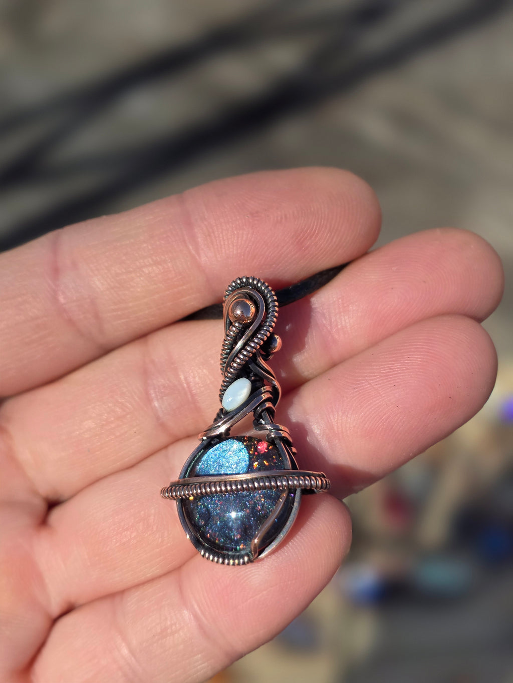 Handpainted Aurora Glass Pendant -