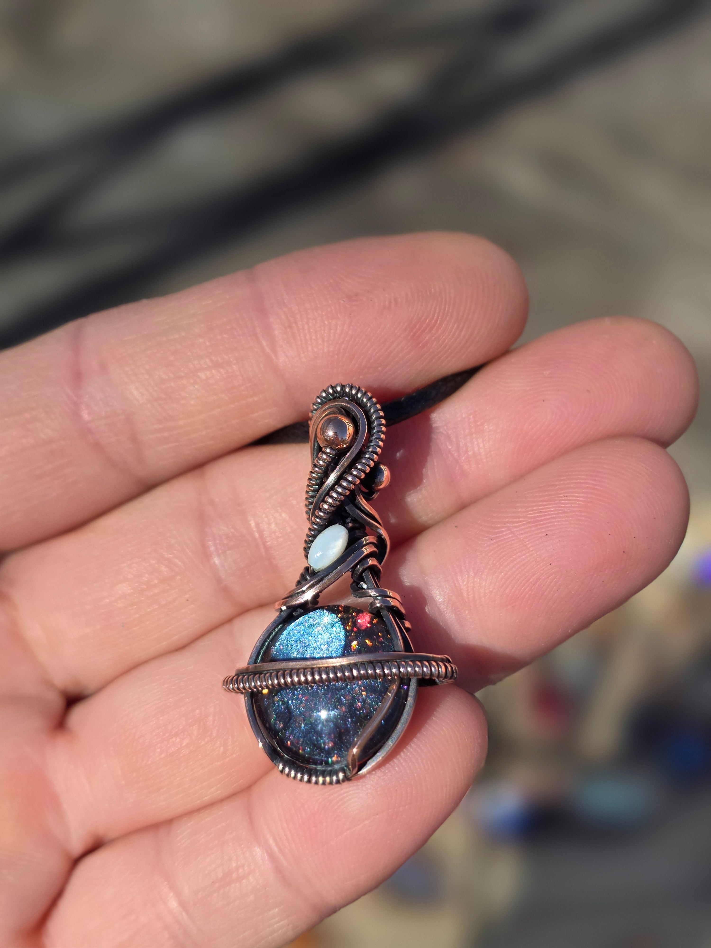 Handpainted Aurora Glass Pendant -