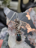 Elven Style Wrapped Black Opal in Sterling Silver