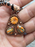 Handmade Copper Spiny Oyster Spinner Pendant | Artisan Signed Southwestern Jewelry
