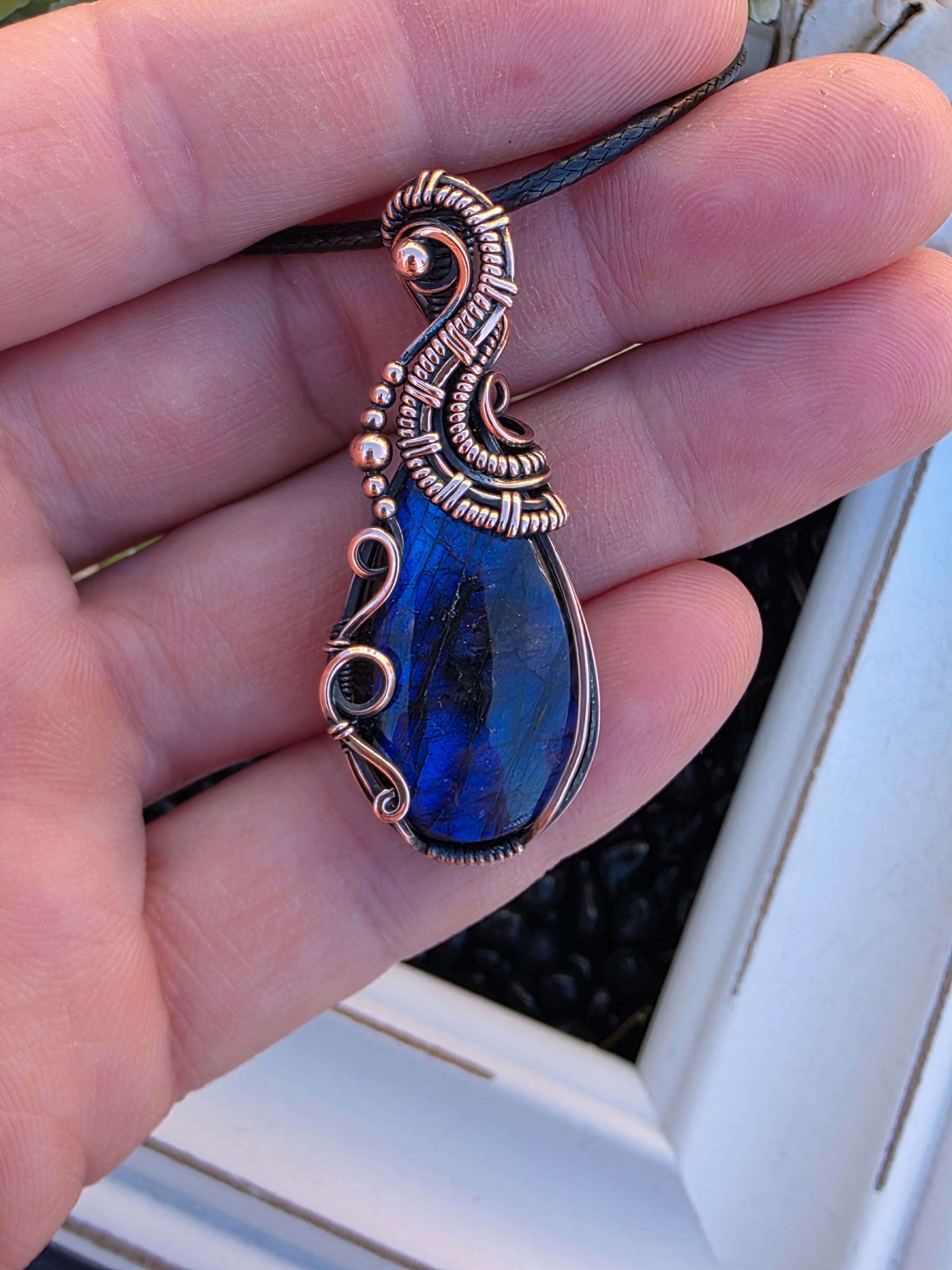 Blue Labradorite Copper Pendant