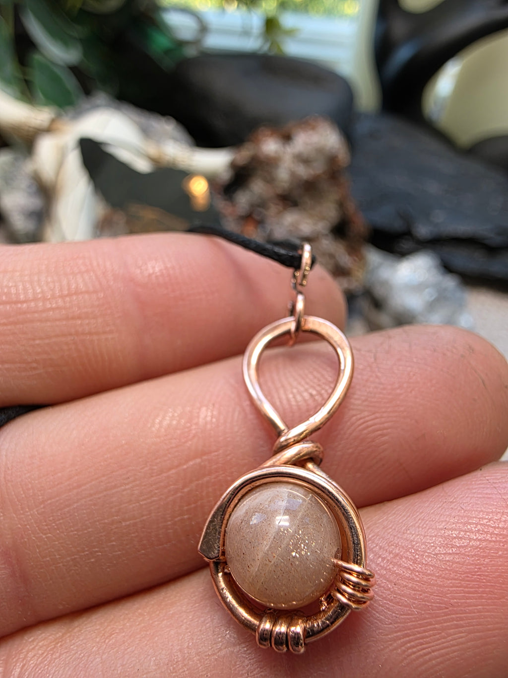 "Orbit" Peach Moonstone Pendant