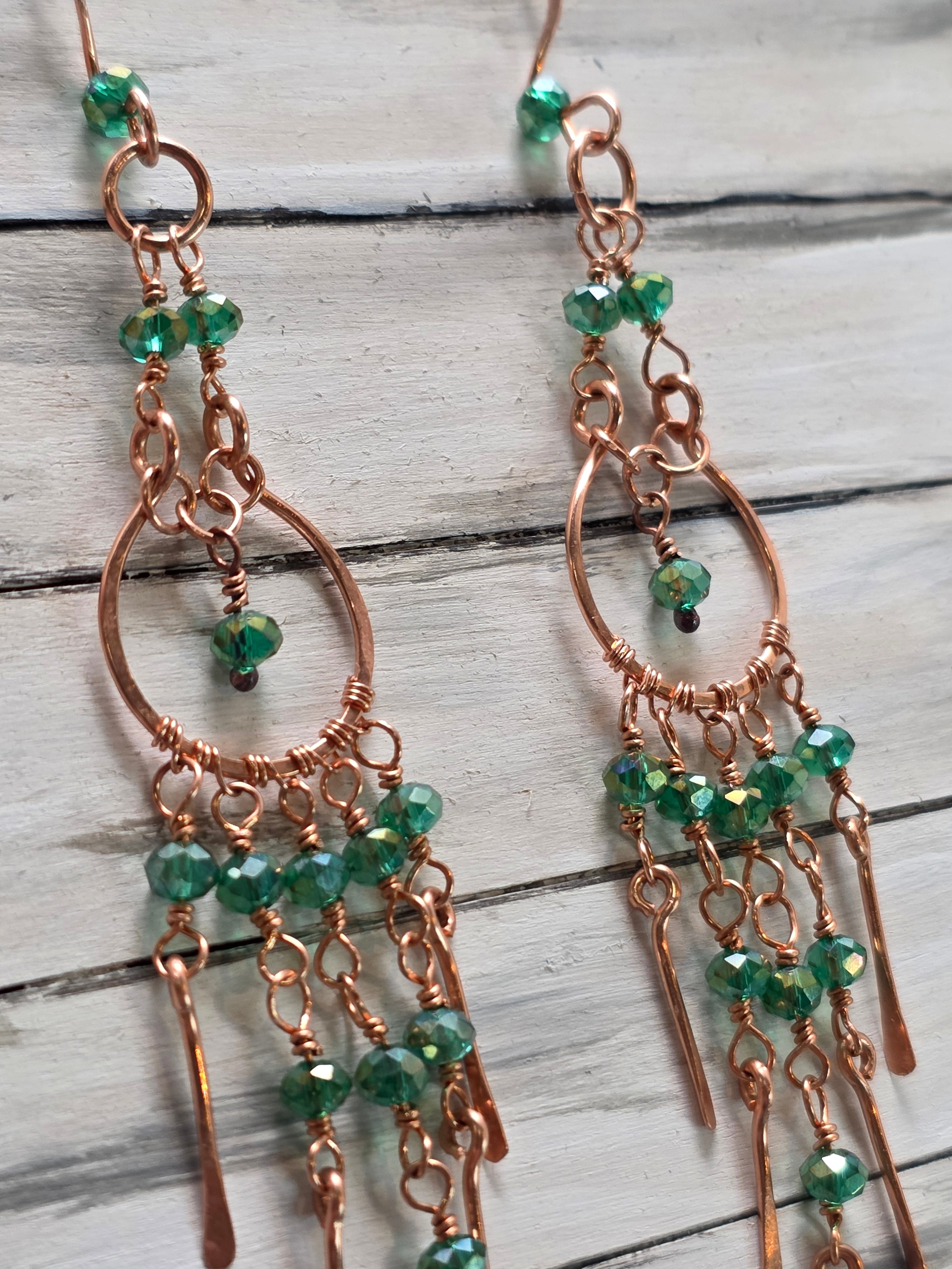 Green Chandelier Earrings