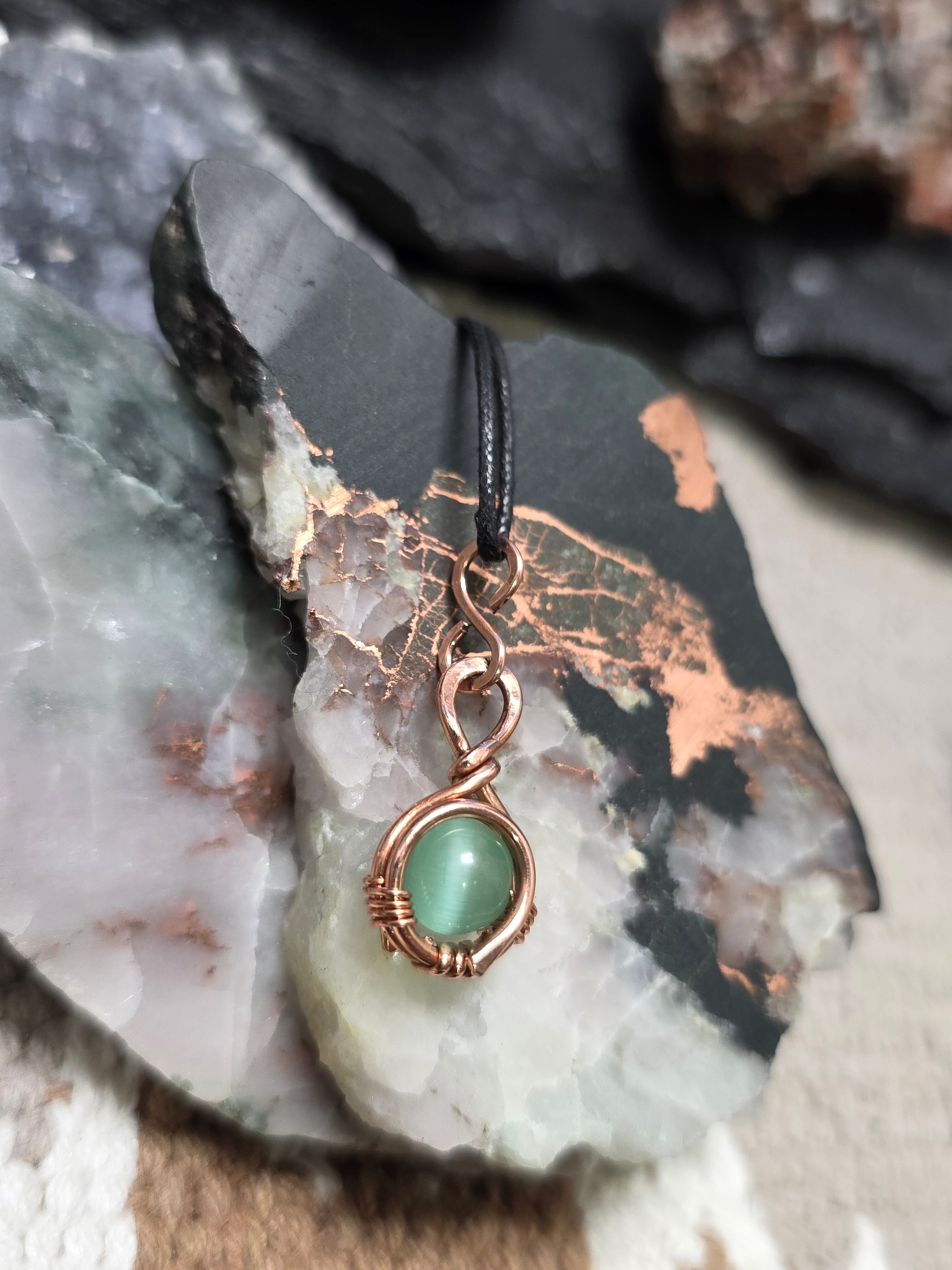 "Orbit" Aqua Cats Eye Pendant