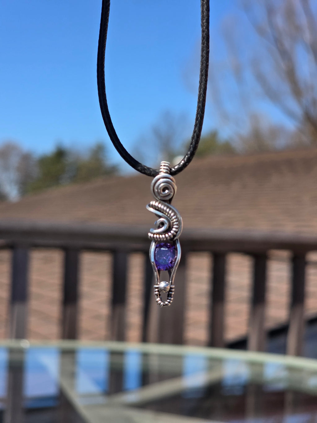 Amethyst CZ Sterling Sivler Pendant