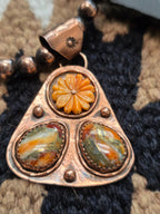 Handmade Copper Spiny Oyster Spinner Pendant | Artisan Signed Southwestern Jewelry
