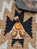 Handmade Copper Spiny Oyster Spinner Pendant | Artisan Signed Southwestern Jewelry