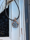 Checkered Onyx and Opal Pendant