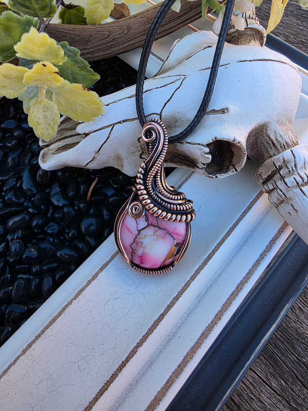 Rose Dhalia Turquoise Pendant - Unique Artisan